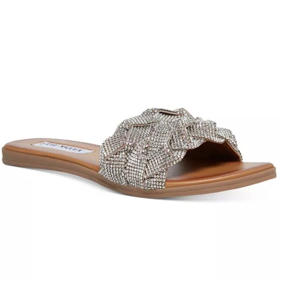 Steve Madden Women's Phayra Rhinestone Braided Slides Size 10 - Picture 1 of 12
